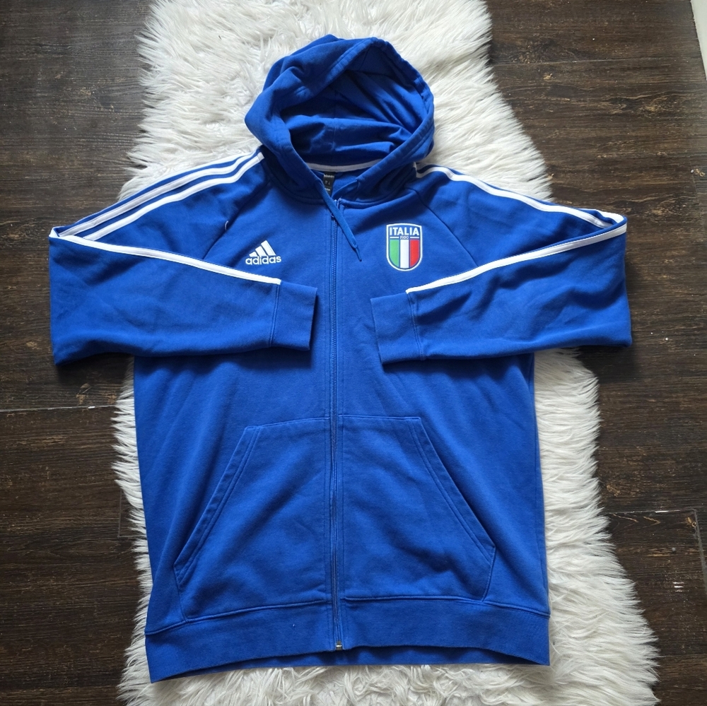Adidas Royal Blue Italia Zip-Up Hoodie - Picture 2 of 5